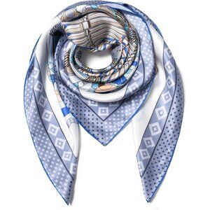 Mulberry Silk Blue-4 Scarf 43 Inch Large Square Shawl Womens Oversized Headband